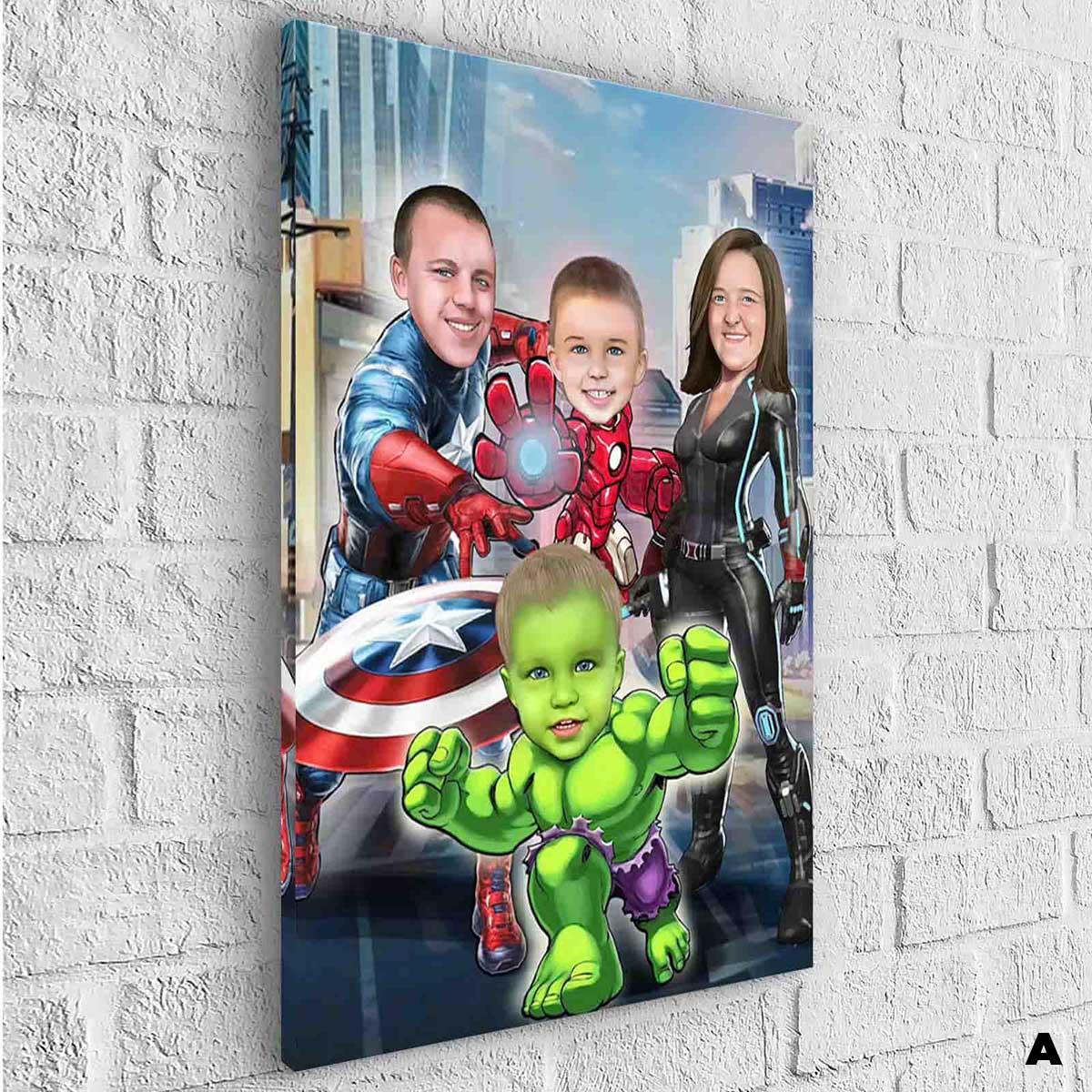 Tableau Personnalisé Super Héros Marvel Famille 4 personnages - Montableaudeco