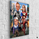 Tableau Personnalisé Super Héros Marvel Famille 4 personnages - Montableaudeco