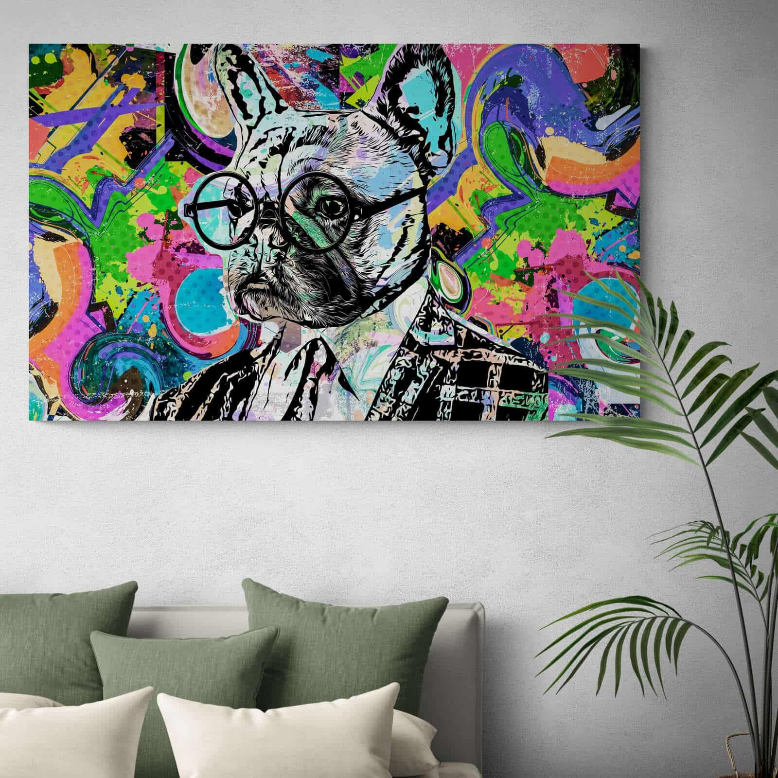 Tableau Pop Art Bulldog Français - Montableaudeco