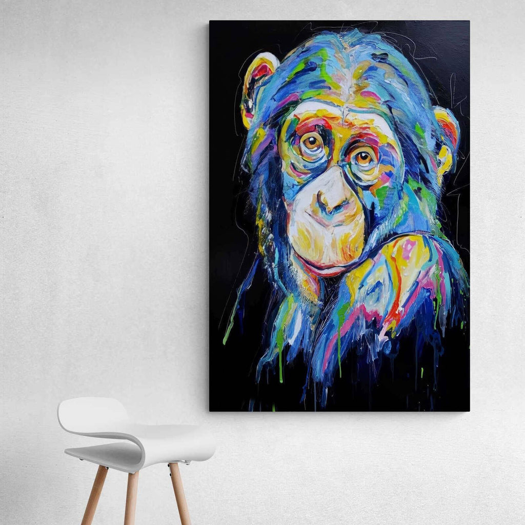Tableau singe, cadre singe, peinture de singe, tableau singe couleur,  tableau singe pop art, tableau 3 singes de la sagesse, tableaux sur toile  singe coloré, tableau singe avec casque, tableau moderne singe