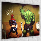 Tableau Spiderman Hulk Aux Toilettes - Montableaudeco