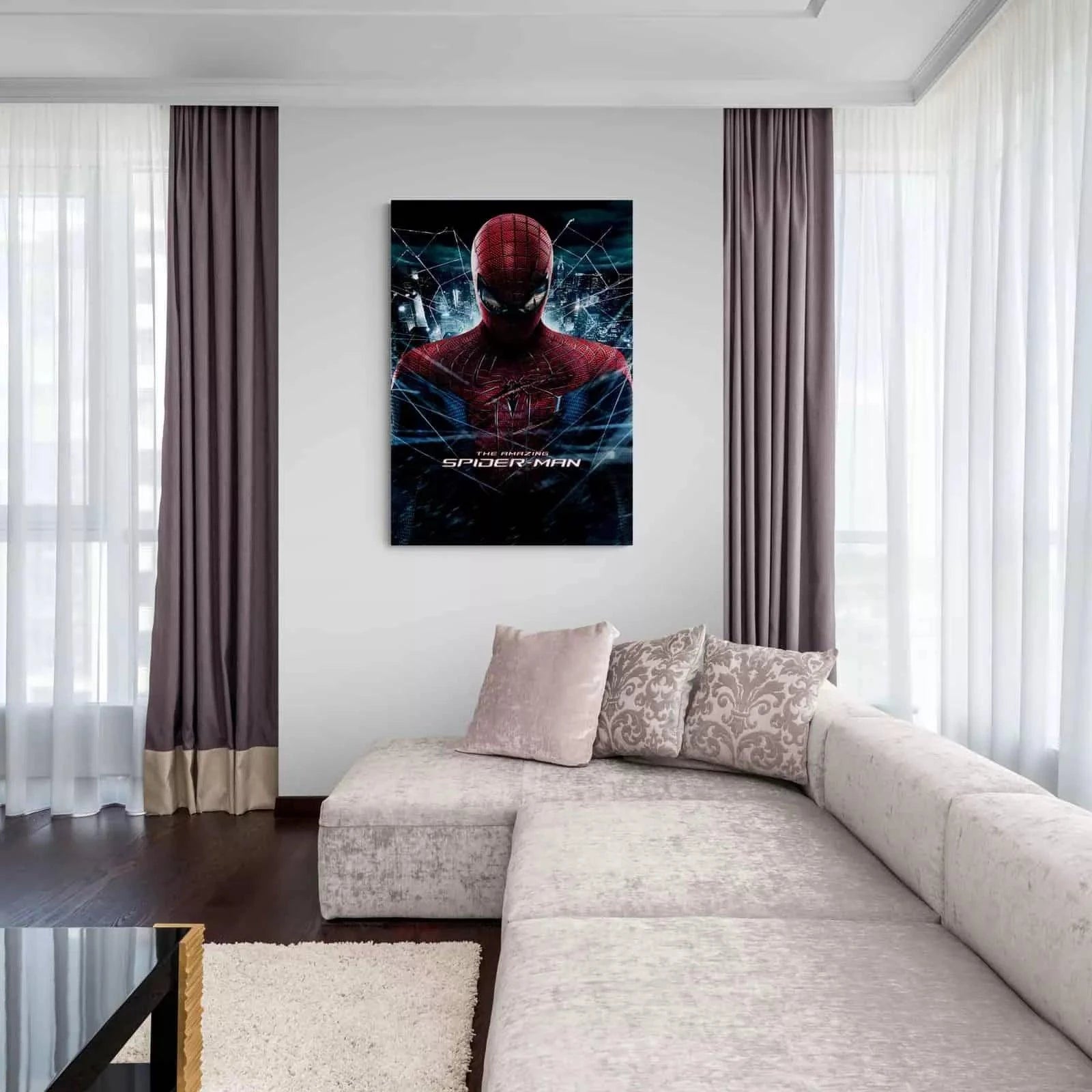 Tableau sur toile Spiderman - Toile en tissu cadre en bois de 3 cm -  Fabriqué en Espagne - Impression en haute résolution - 75 x 120
