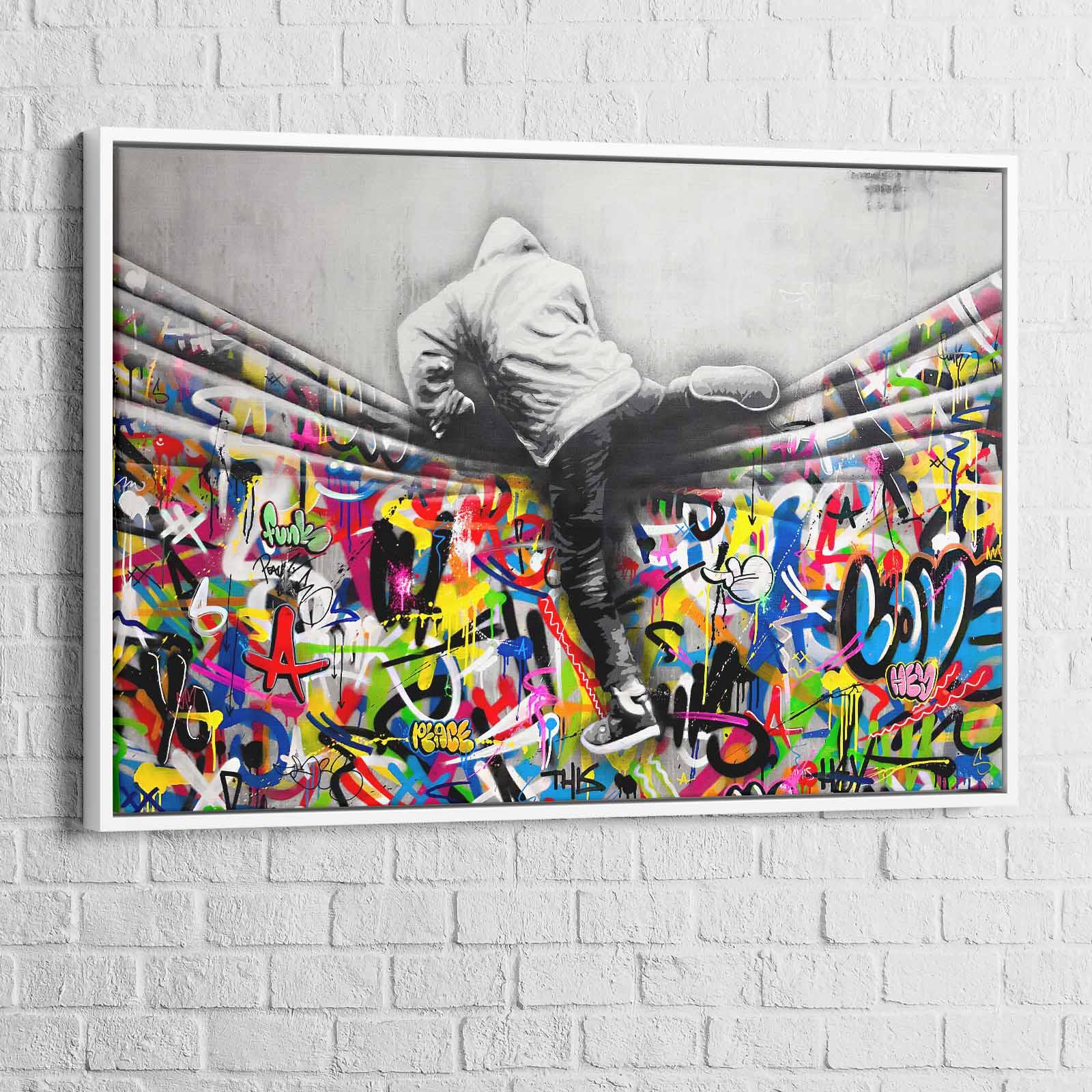 Tableau Bois Banksy Street Art Femme Signe - 40 X 40 Cm à Prix Carrefour