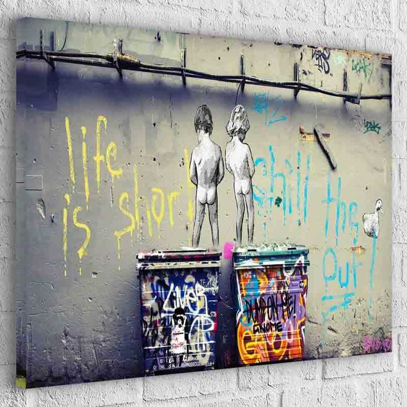Tableau Street Art Banksy Life is Short - Montableaudeco