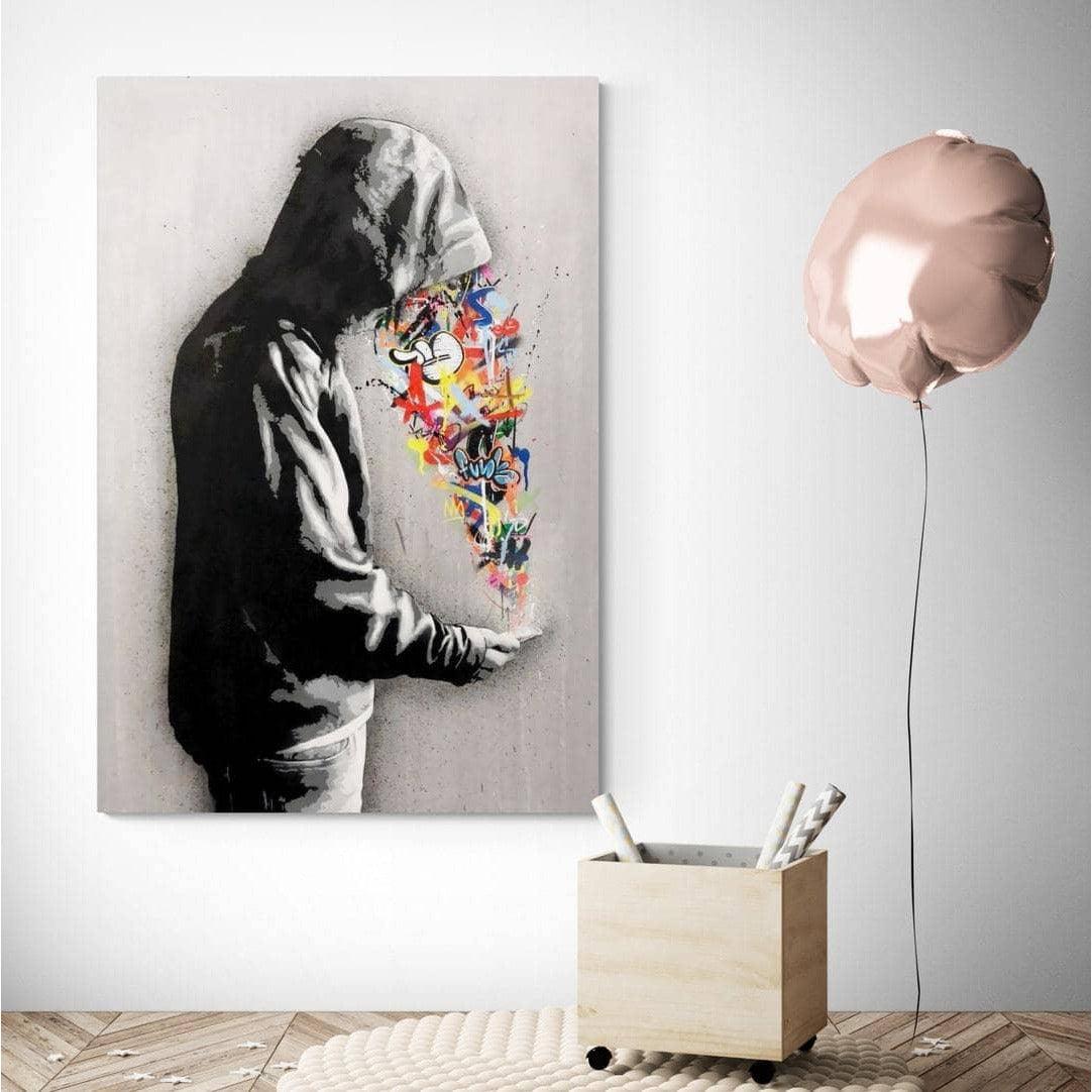 Tableau Street Art Banksy Le bouquet - Montableaudeco