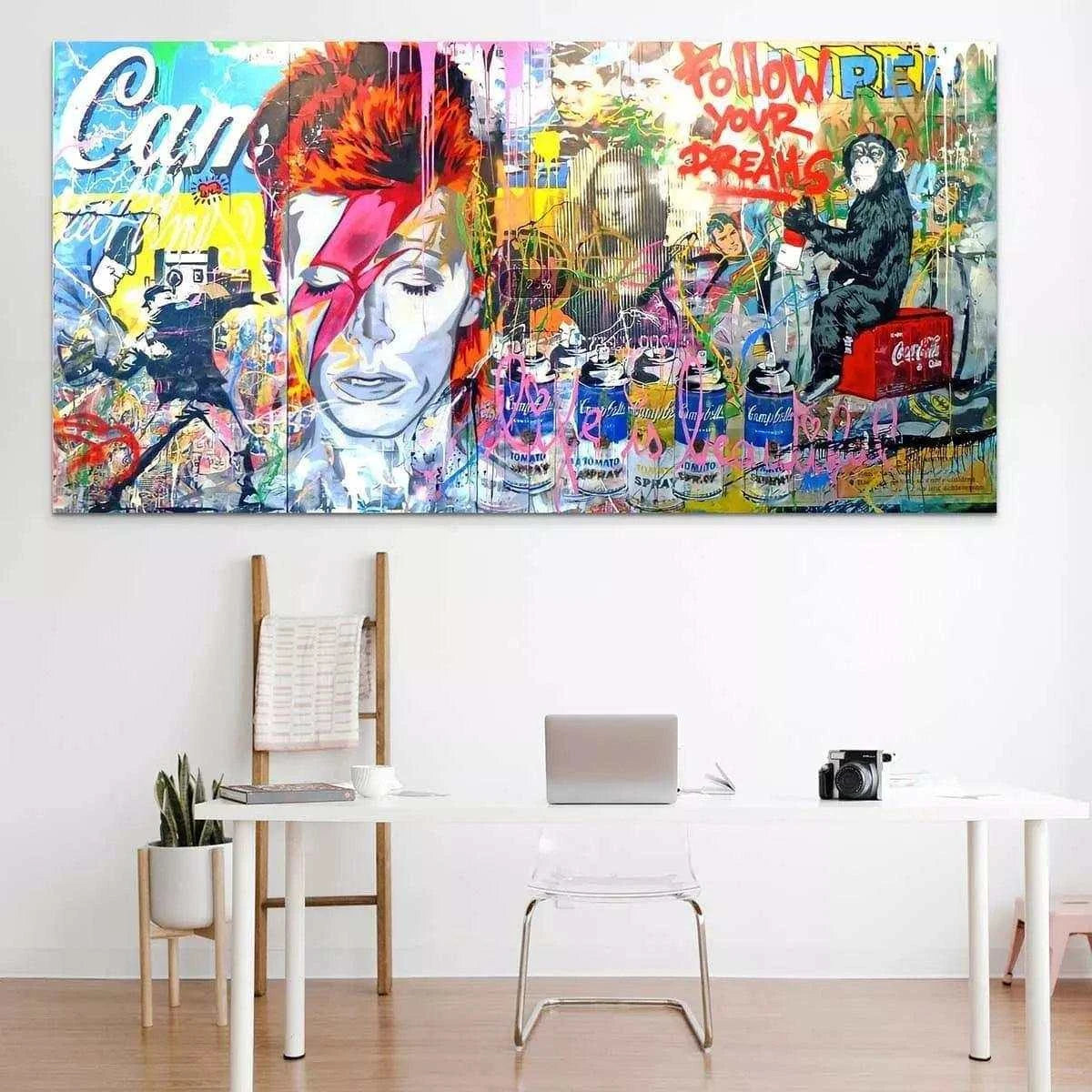 Tableau Street Art Bowie Wall - Montableaudeco