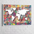 Tableau Street Art Carte du Monde - Montableaudeco