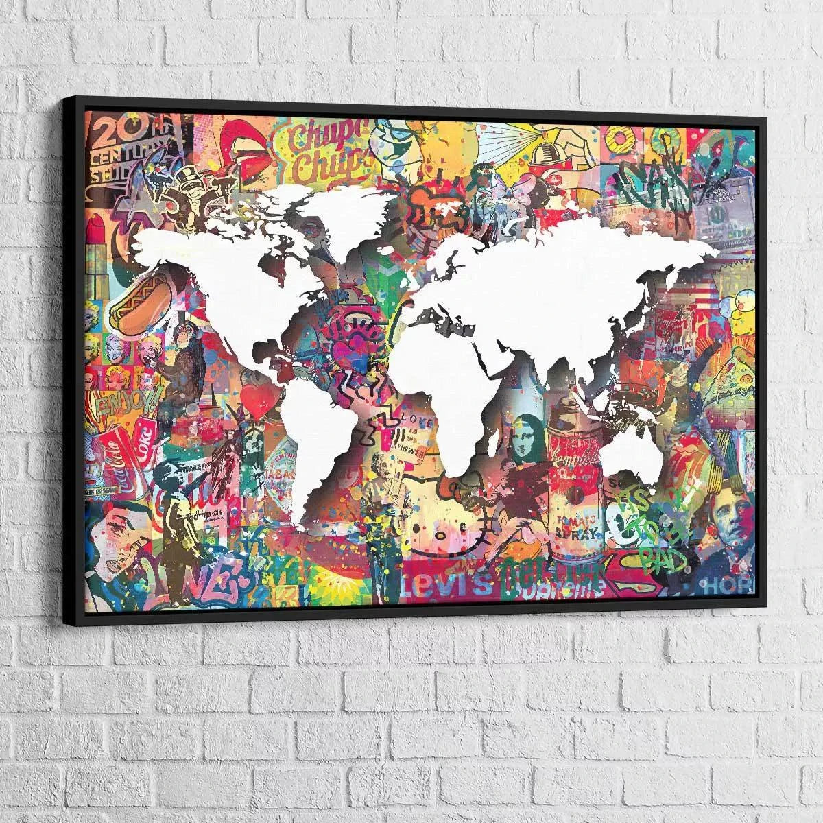 Tableau Street Art Carte du Monde - Montableaudeco