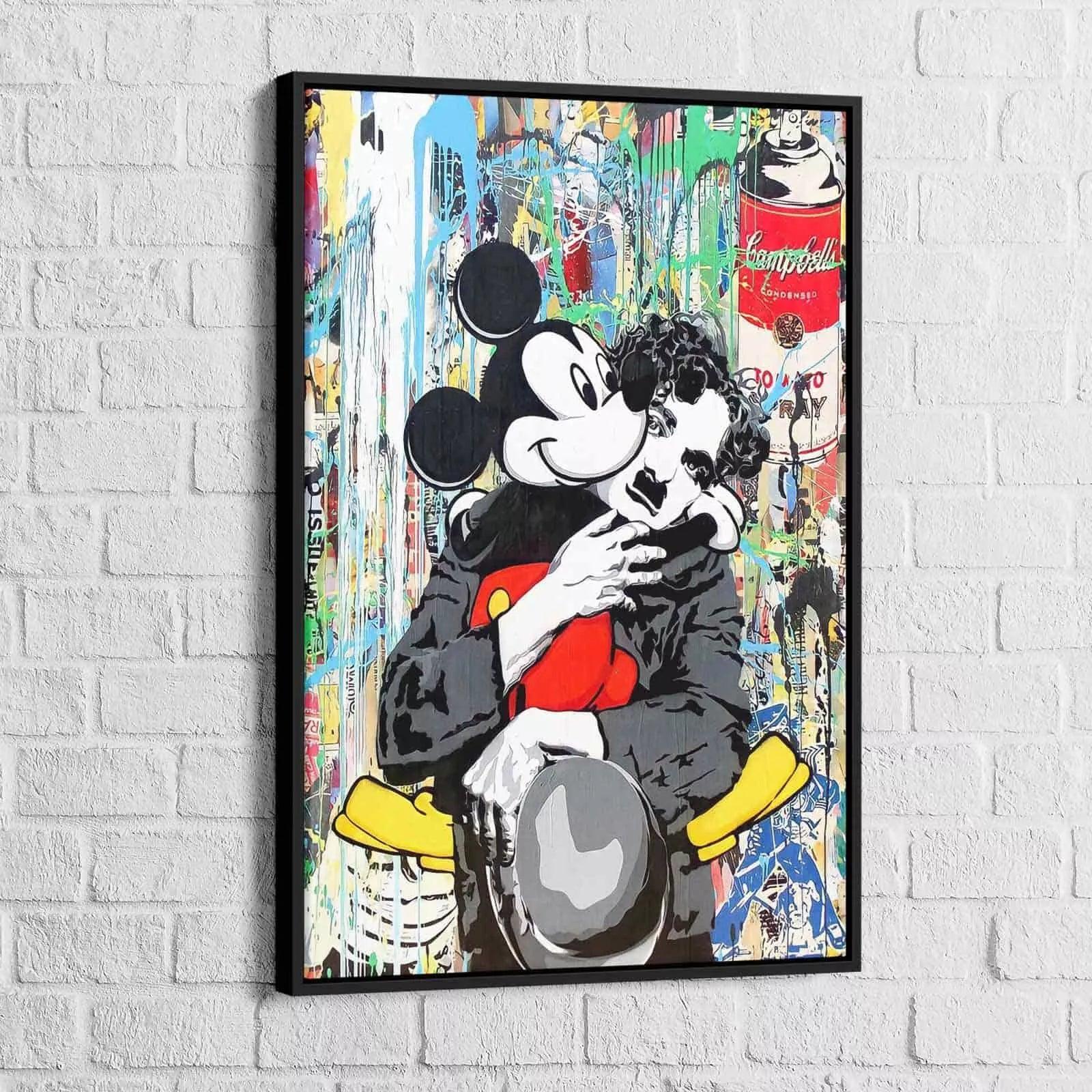 Tableau Street Art Charlie Chaplin et Mickey Mouse - Montableaudeco