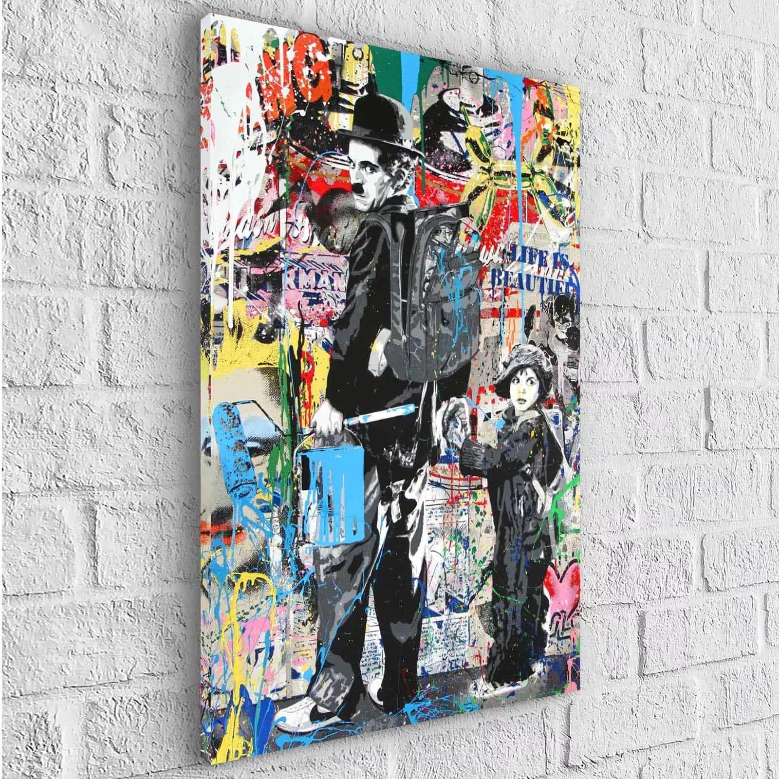 Tableau Street Art Charlie Chaplin Life is Beautiful - Montableaudeco