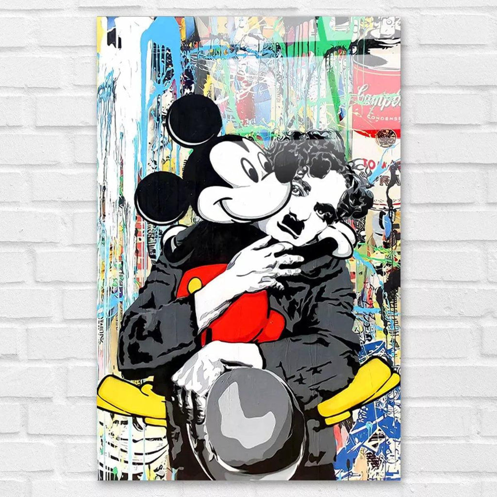 Tableau Street Art Charlie Chaplin et Mickey Mouse - Montableaudeco