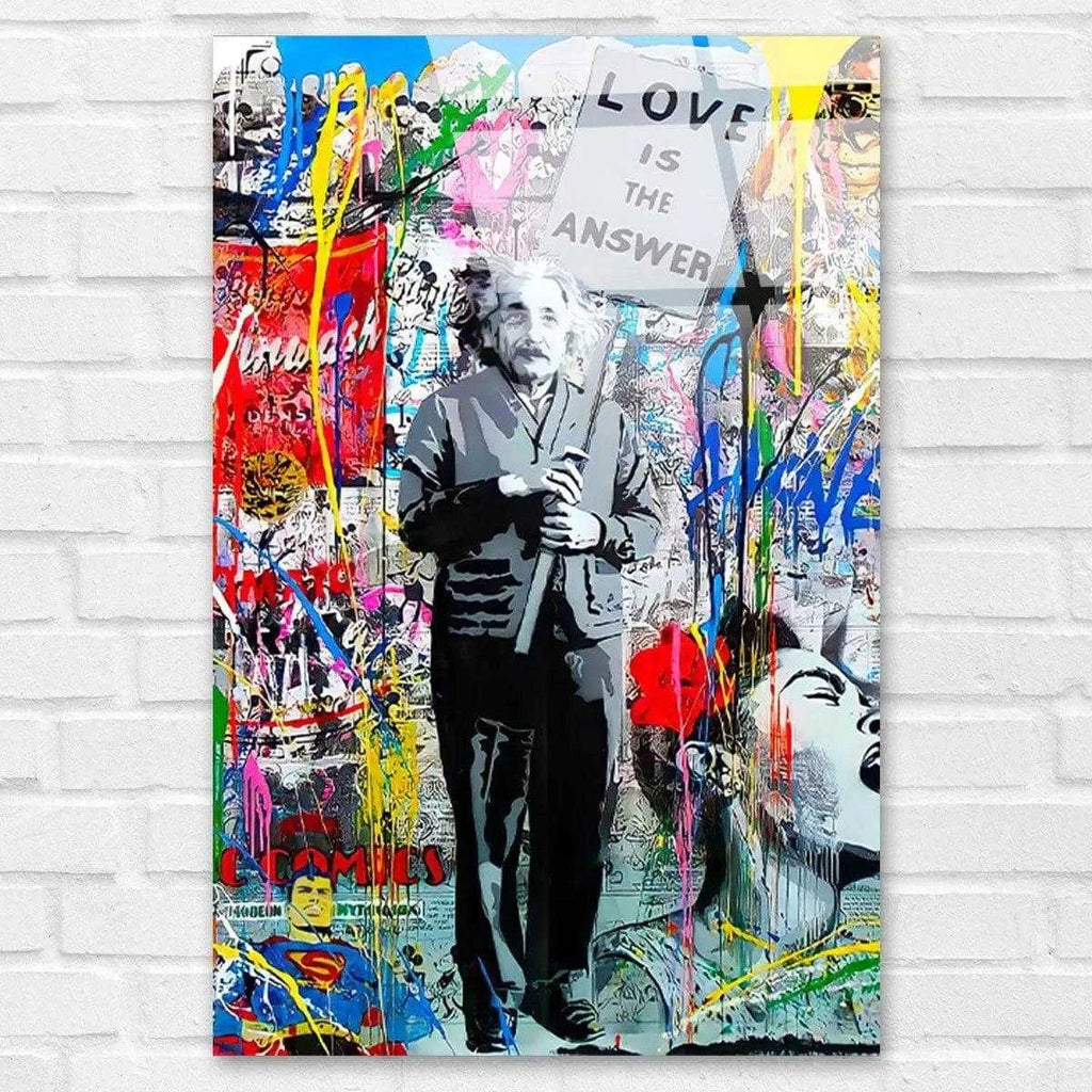 Tableau Street Art Einstein L'amour est la Réponse - Montableaudeco