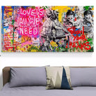 Tableau Street Art Love is all we Need - Montableaudeco