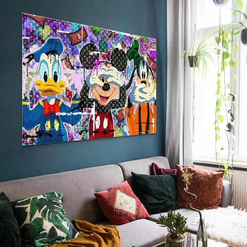 Tableau Street Art Mickey Donald Pluto - Montableaudeco