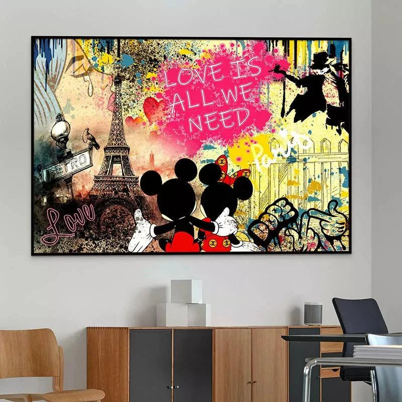 Tableau Street Art Mickey Love is All - Montableaudeco