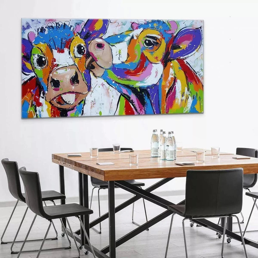 Tableau duo de girafe Pop Art- Deco murale animaux sauvages