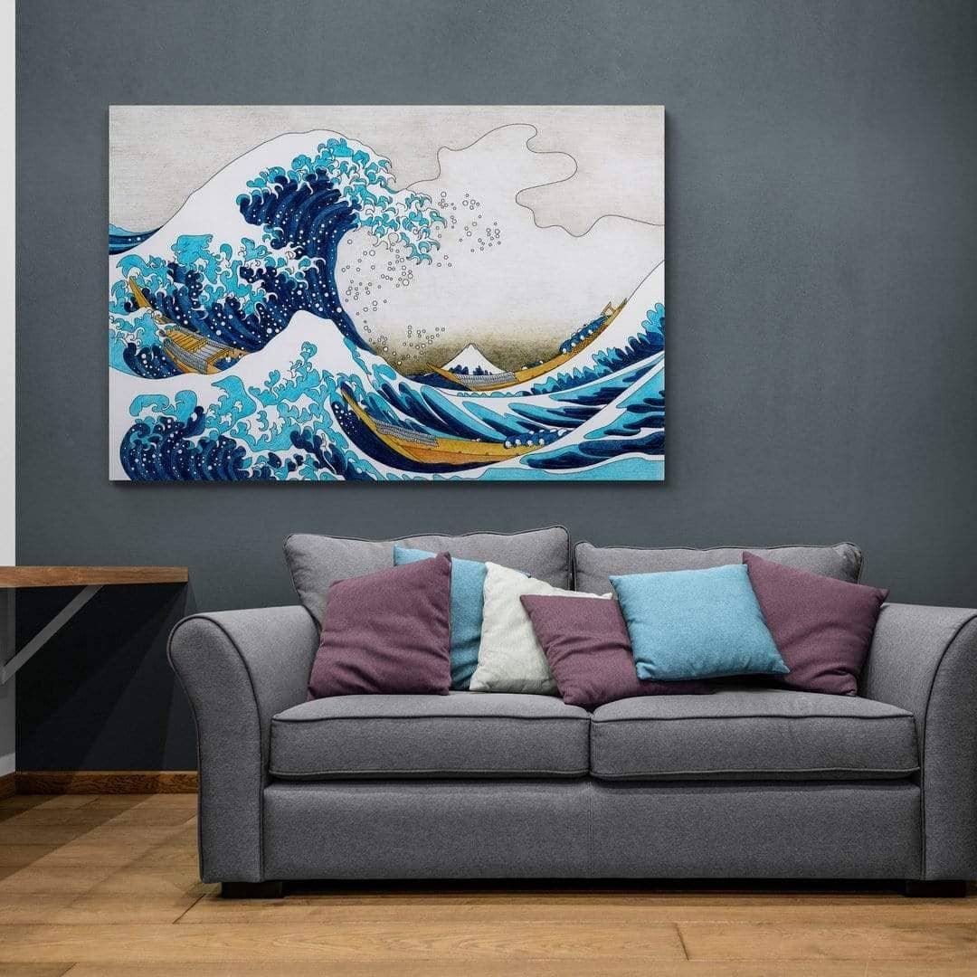 tableau japonais célèbre vague et mont fuji