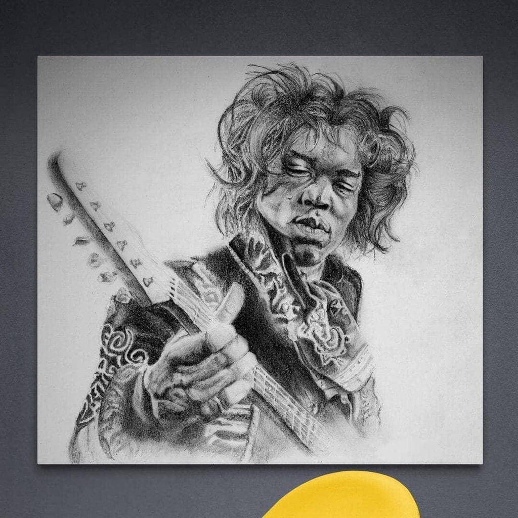 Tableau Jimi Hendrix Noir et Blanc au Crayon - Montableaudeco